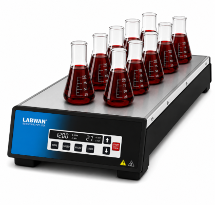 LABWAN Magnetic Stirrer With Heating Plate (10 Position) LMSH-10